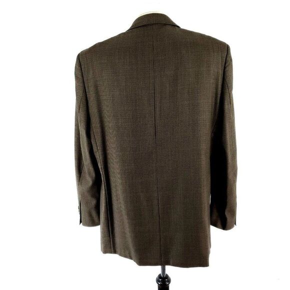 Pronto Uomo Wool 2 Button Sport Coat 44L Or Slim Fit 46L Brown Houndstooth Windo - Picture 5 of 10